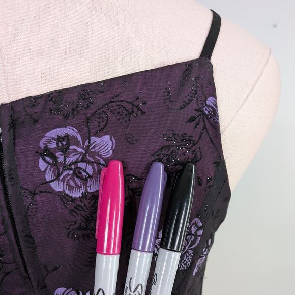 Vintage Morgan Co Prom Dress Maxi Gown 6 Purple Y2K Goth Whimsigoth 90S Floral - Picture 10 of 13